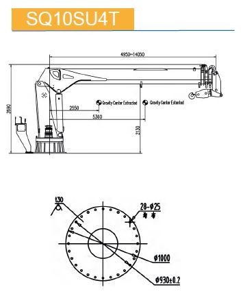 КМУ морской кран с телескопической стрелой SQ10SU4T