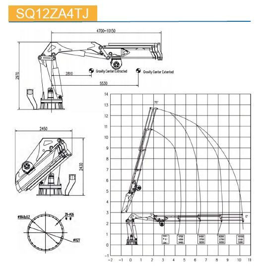 КМУ морской кран с телескопической стрелой SQ12ZA4TJ — 2